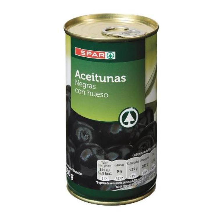 ACEITUNAS NEGRA CACEREÑA SPAR LATA 150 GR