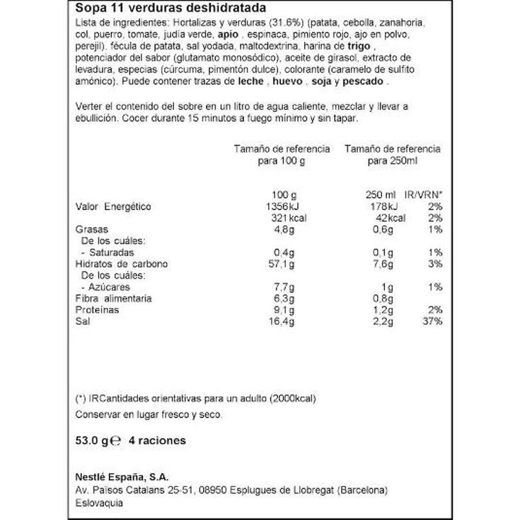 SOPA 11 VERDURAS MAGGI SOBRE 53 GR