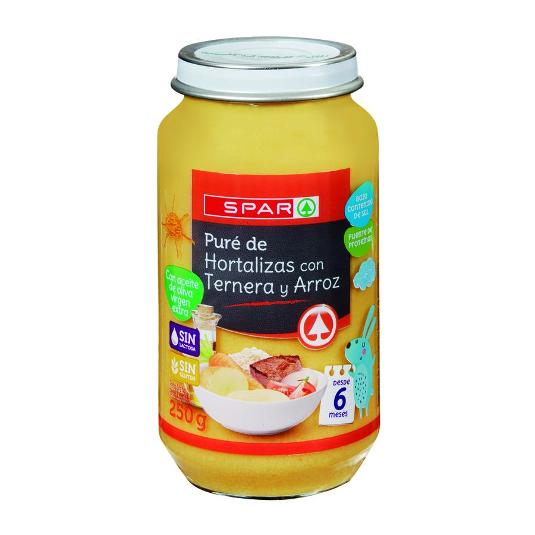 PURE HORTAL.TERNERA ARROZ BABY SPAR FRASCO 250 GR