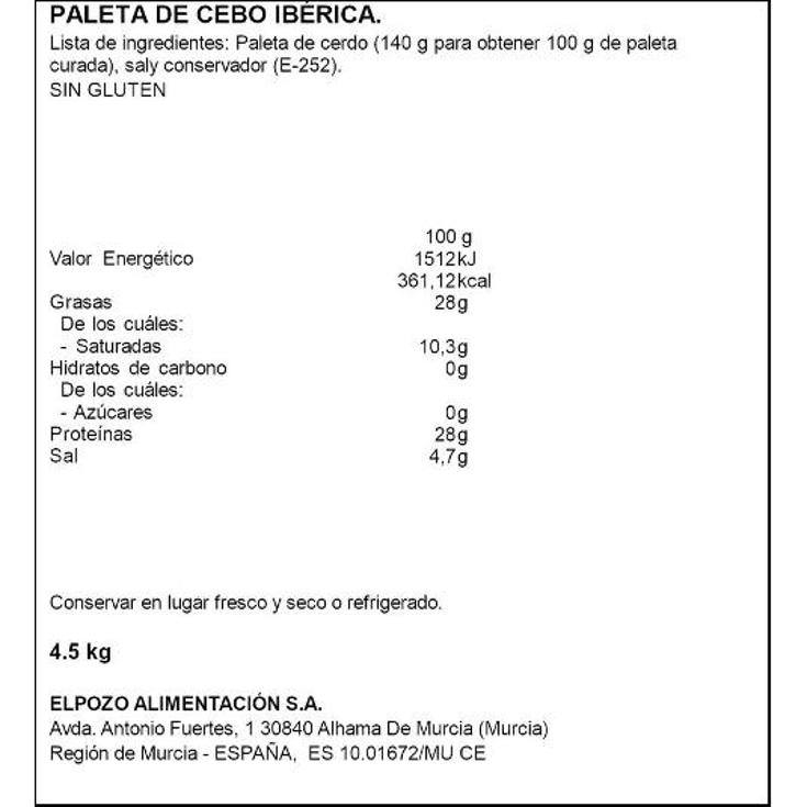 PALETA IBERICA CEBO 3,9KG SEMDH LEGADO IBERI PIEZA UD