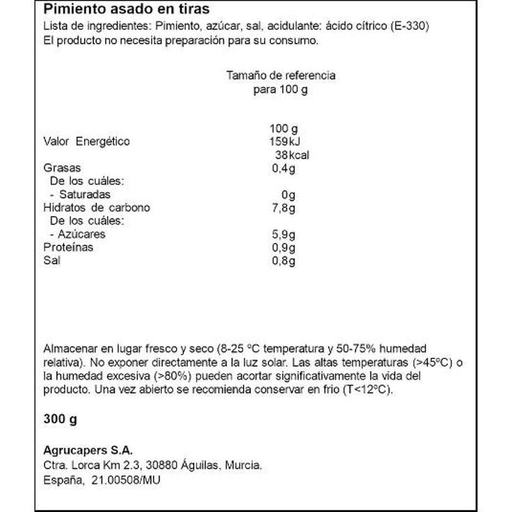 PIMIENTO ASADO A TIRAS DELICIAS FRASCO 300 GR