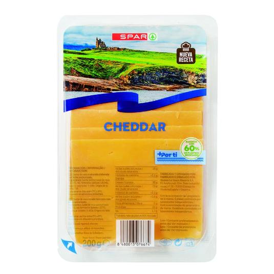 QUESO LONCHAS CHEDDAR SPAR SOBRE 200 GR