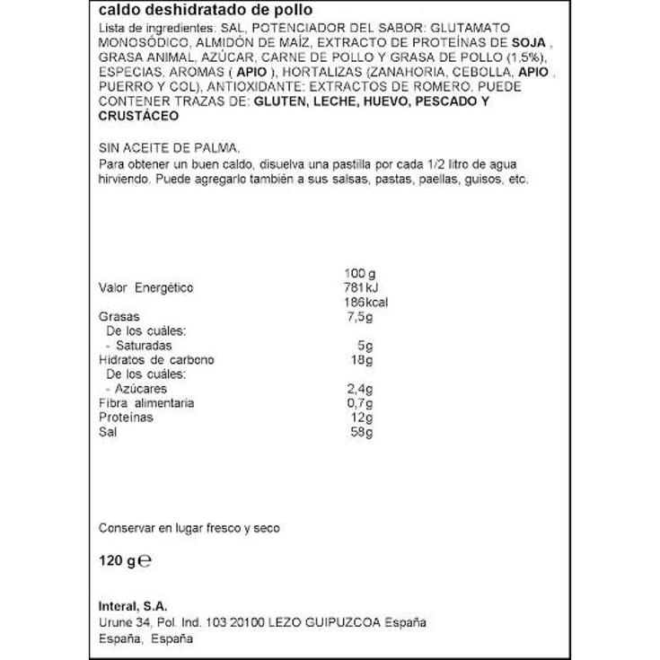 CALDO POLLO X12 SPAR PQTE 120 GR