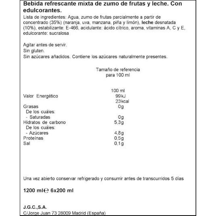 ZUMO FR.+LECHE CARIBE ZER 6X200 DON SIMON PACK 1200 GR