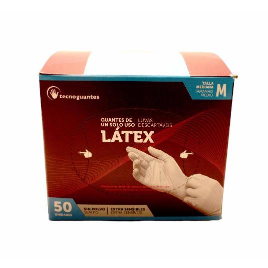 GUANTES LATEX S/POLVO T/M TECNOGUANTES CAJA 50 UD