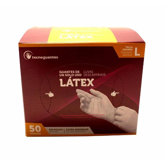 GUANTES LATEX S/POLVO T/L TECNOGUANTES CAJA 50 UD