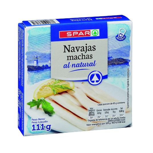 NAVAJAS CHILENAS AL NATURAL SPAR LATA 63 GR