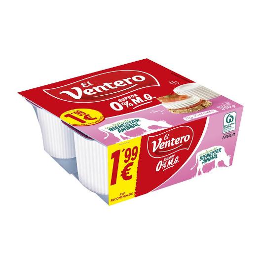 QUESO FRESCO BURGOS 0% EL VENTERO PACK 250 GR