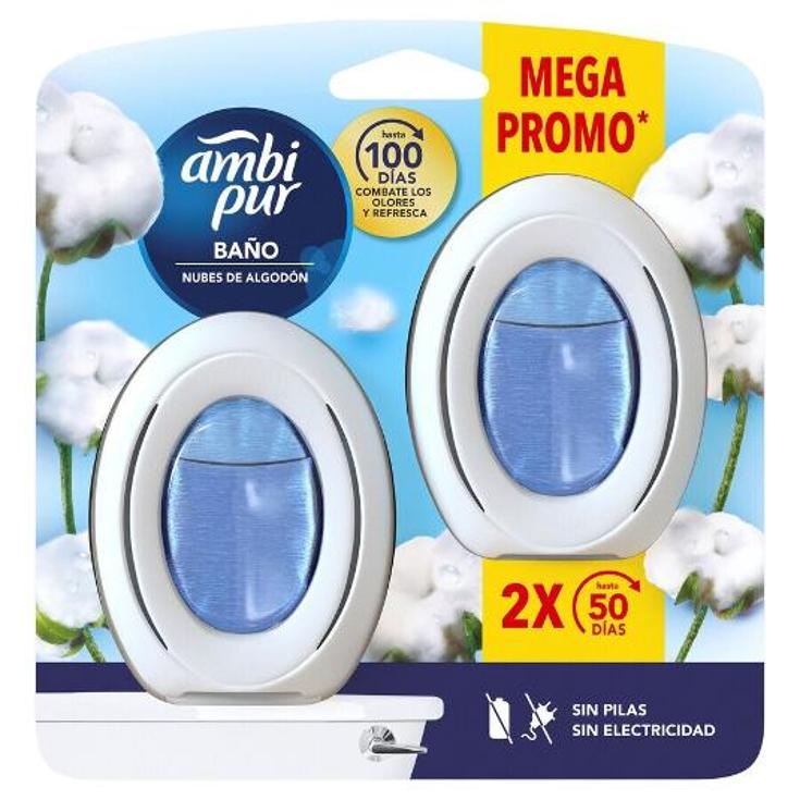 AMBIENT.BAÑO NUBES ALGODON X2 AMBIPUR BLIST 2 UD