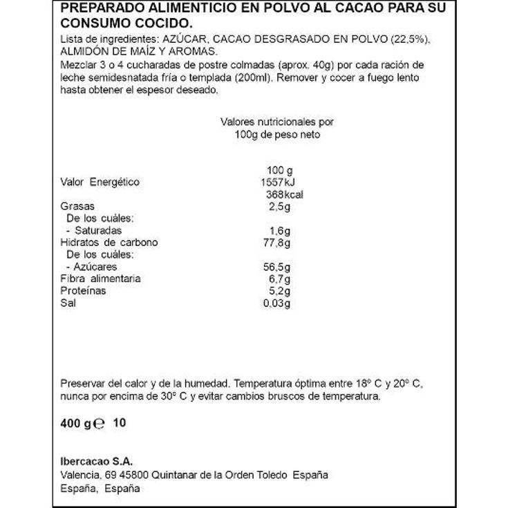 CACAO POLVO A LA TAZA SPAR BOLSA 400 GR