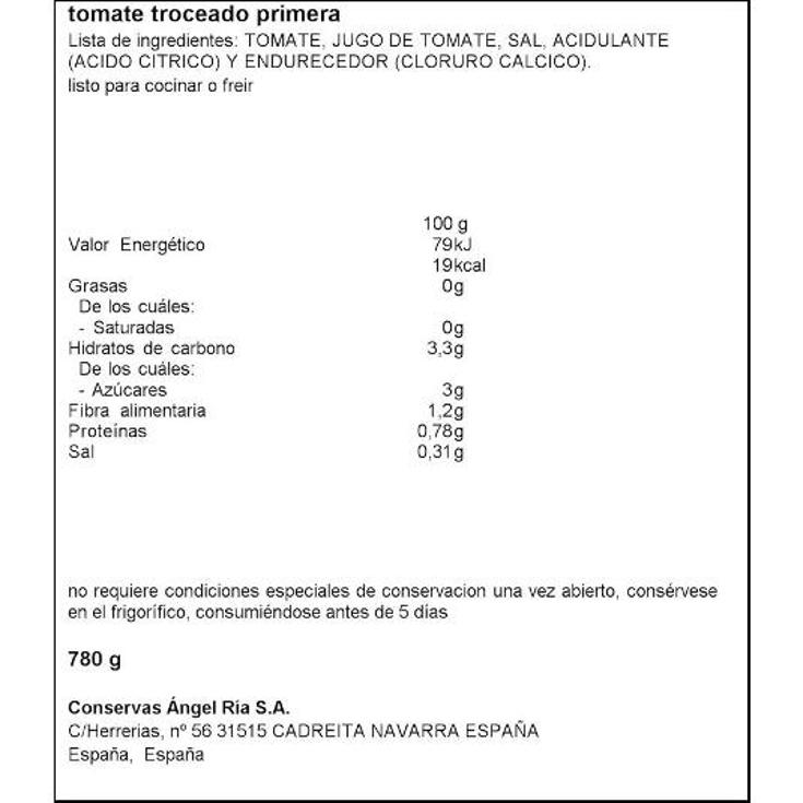 TOMATE NATURAL TROCEADO SPAR LATA 780 GR