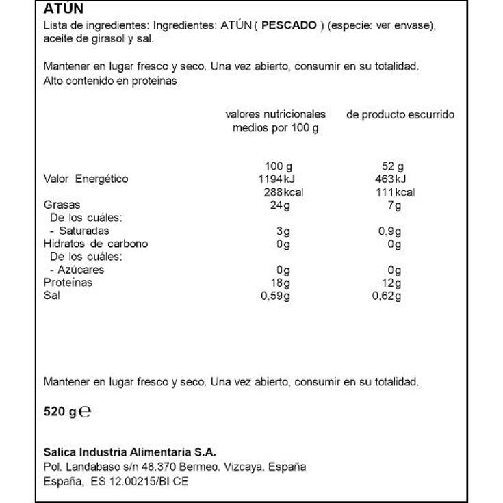 ATUN AC.GIRASOL PACK 8X52 GR. CAMPOS PACK 416 GR