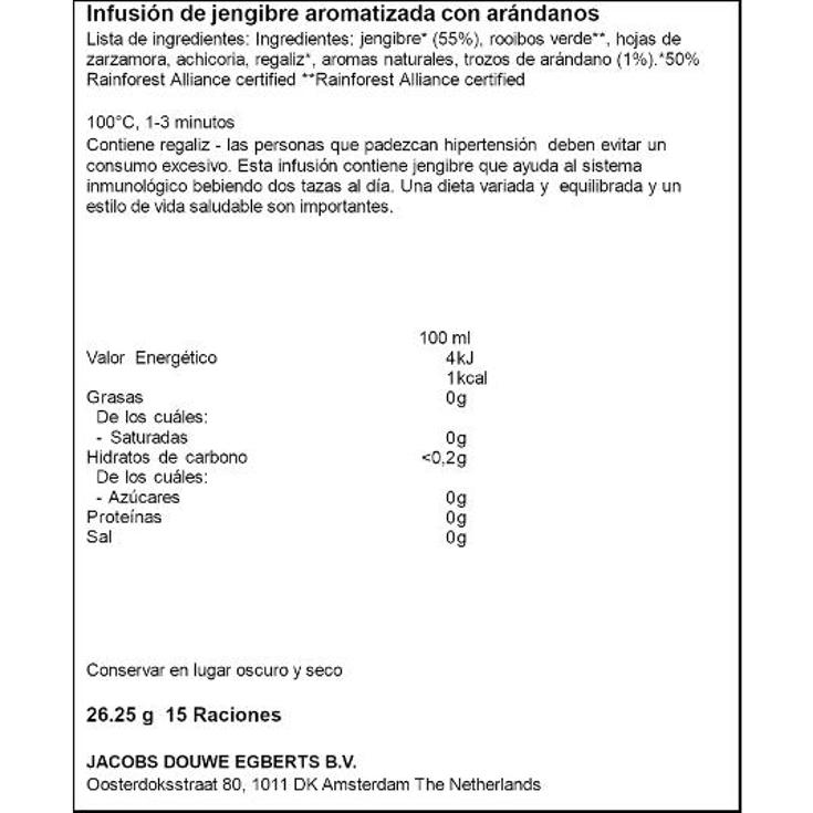 INFUSION JENGIBRE/ARANDANOS 15S HORNIMANS CAJA 15 UD