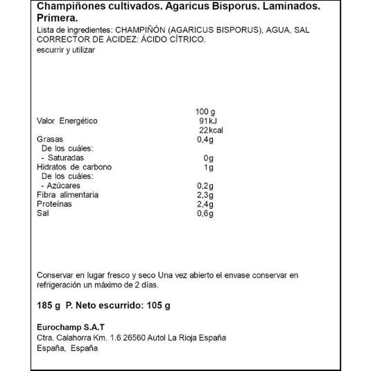 CHAMPIÑON LAMINADO SPAR BOTE 105 GR