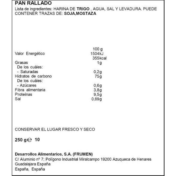 PAN RALLADO SPAR PQTE 250 GR