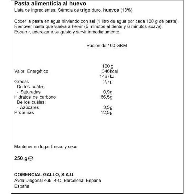 FETTUCCINI SELECCION 1946 GALLO PQTE 250 GR