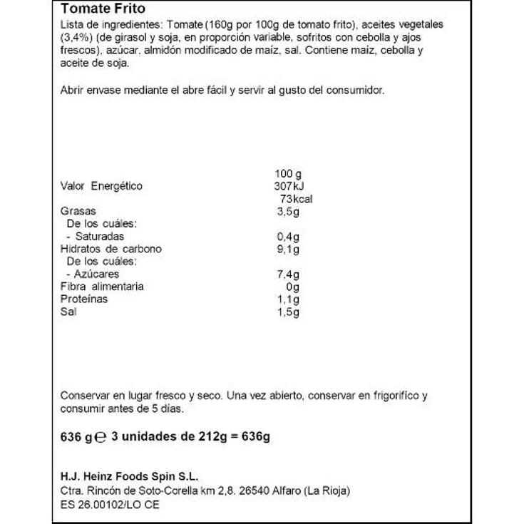 TOMATE FRITO 3X212 GR. ORLANDO PACK 636 GR