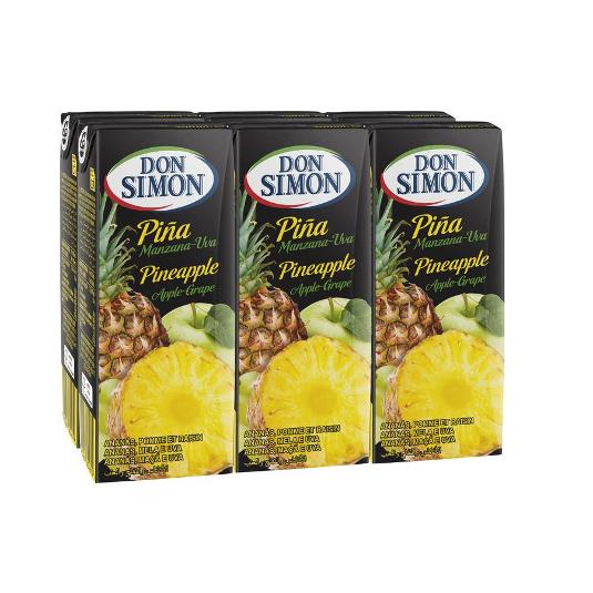 ZUMO MINI PIÑA UVA 6X200ML. DON SIMON PACK 1200 ML