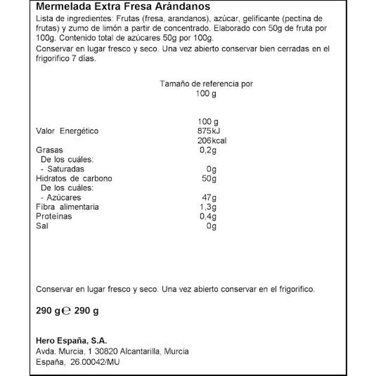 MERMELADA TEMP.FRESA/ARAND.1886 HERO FRASCO 290 GR