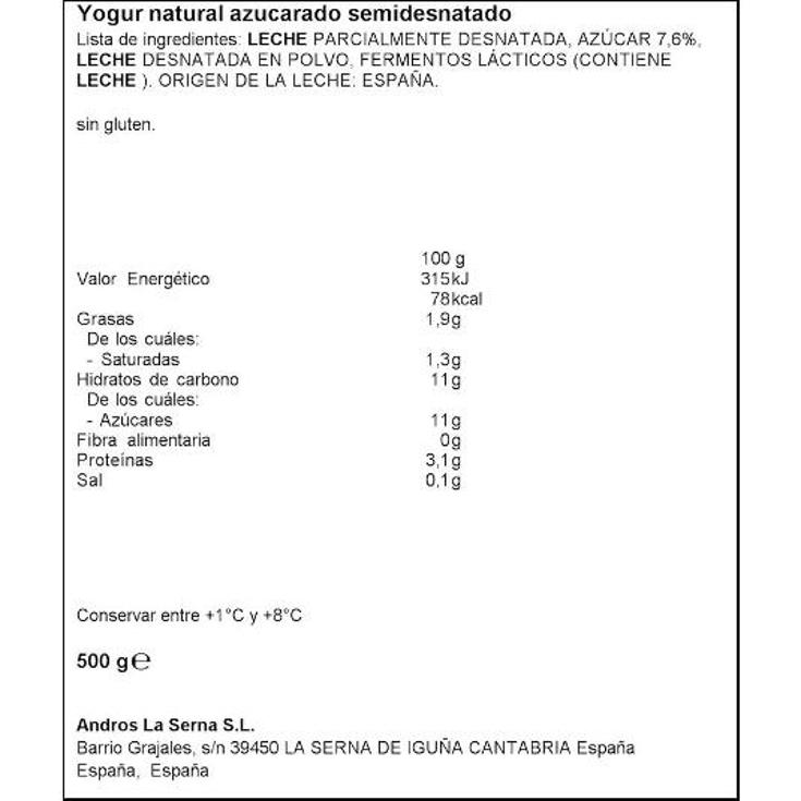 YOGUR NATURAL AZUCARADO X4 YUGUI SPAR PACK 500 GR