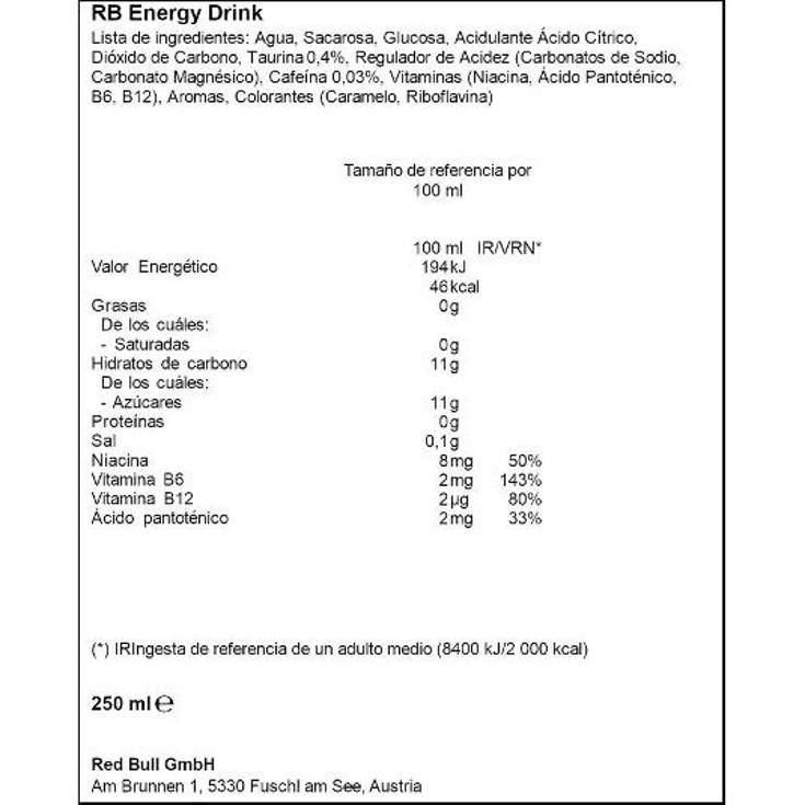 REFRESCO ENER.RED BULL PACK 4 RED BULL PACK 1 LT