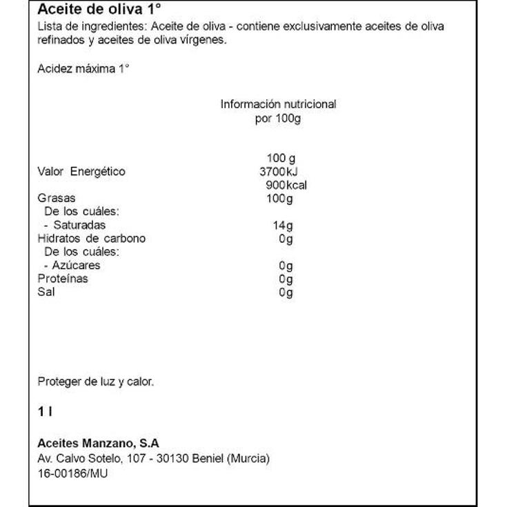 ACEITE OLIVA 1º MANZANO BTLLA 1 LT