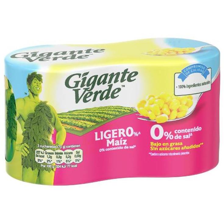 MAIZ DULCE LIGERO 2X140 GR GIGANT VERDE PACK 280 GR