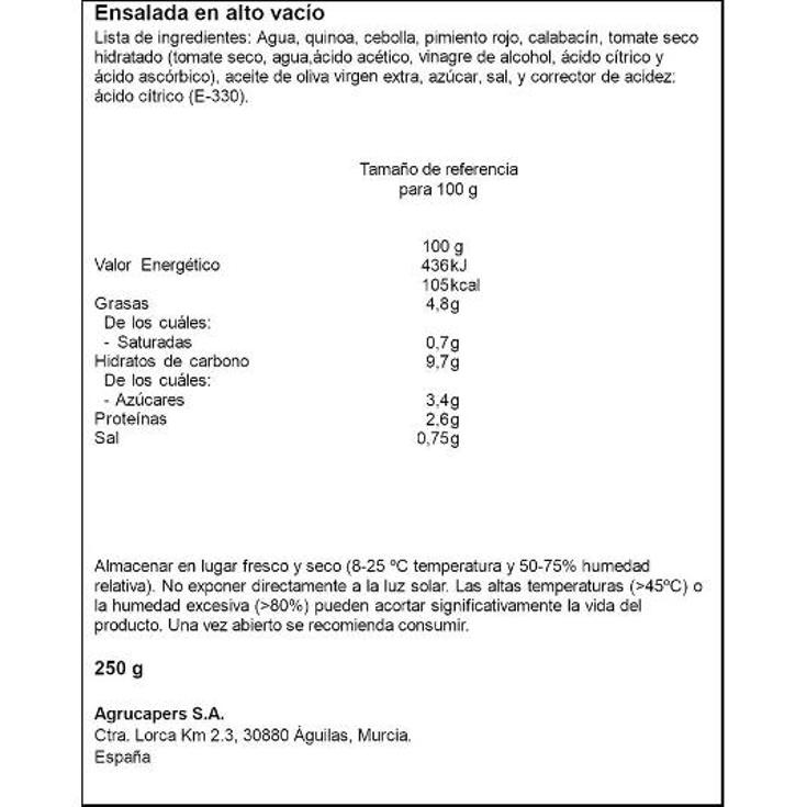 ENSALADA QUINOA/VERD./TOMATE MEDI SALAD LATA 250 GR