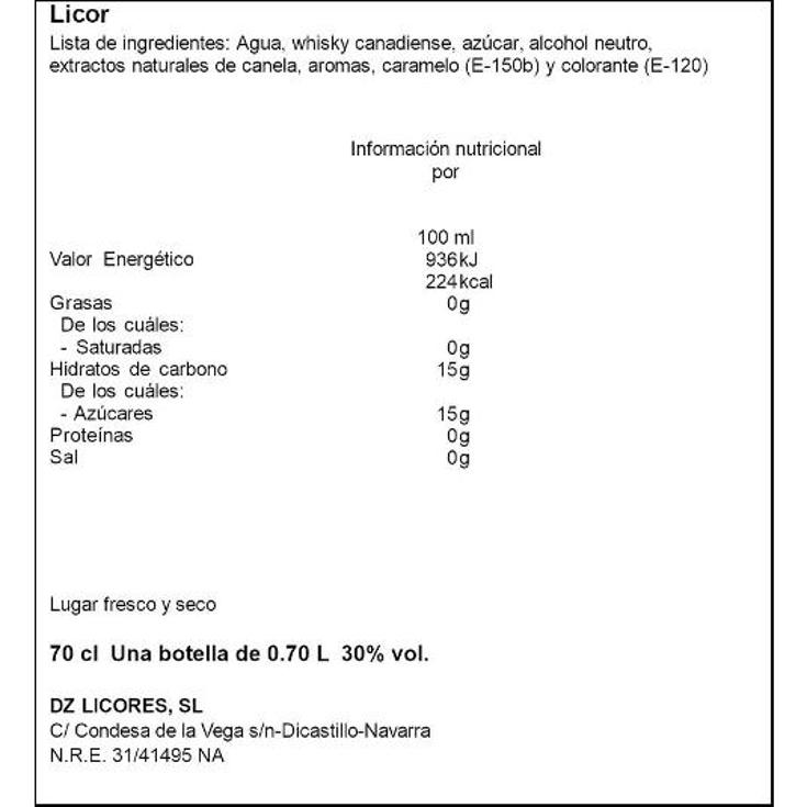 LICOR WHISKY/CANELA 30º THUND. BITCH BTLLA 70 CL