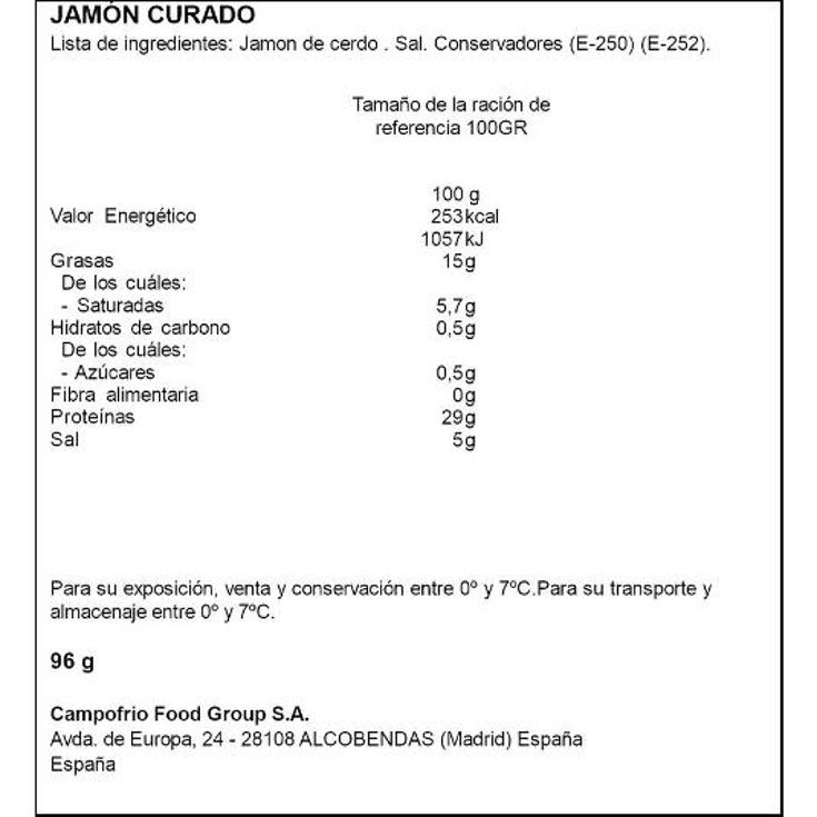 JAMON CURADO EXTREMADURA NAVIDUL PQTE 96 GR