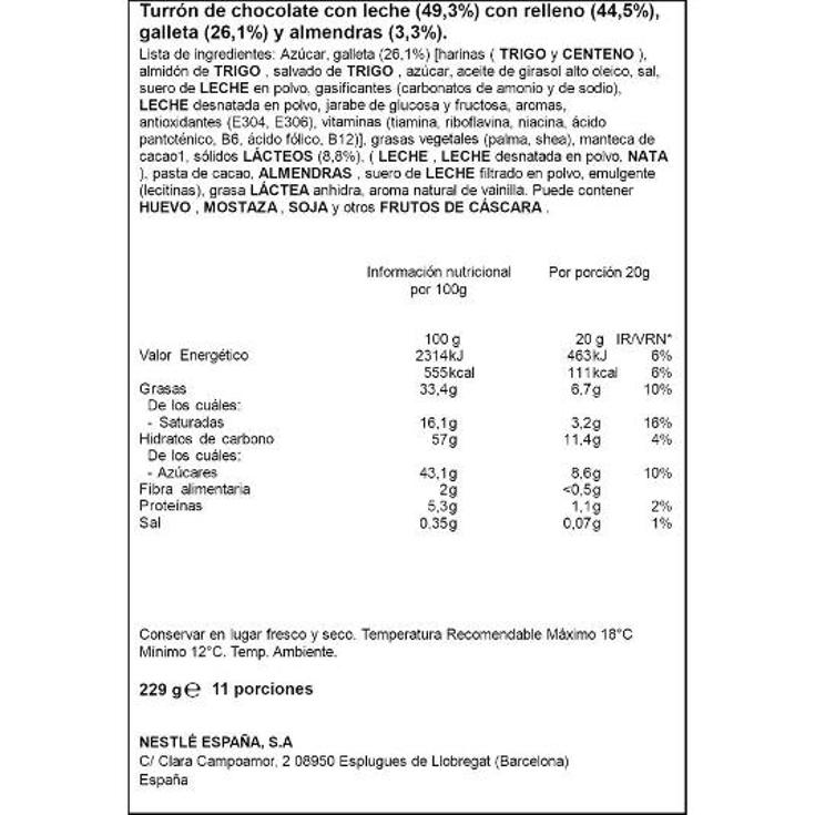 TURRON CHOC.EXTRAF.DINOSAURUS NESTLE PTLLA 229 GR