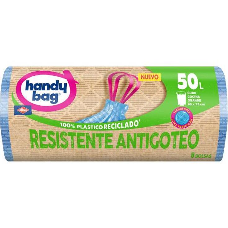 BOLSA BASURA AUTO CIERRE 50L. HANDY BAG PQTE 8 UD