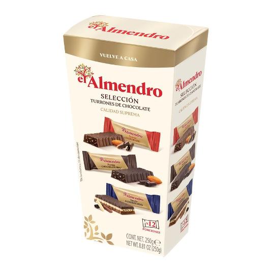 TURRON SURTIDO PORCIONES CHOCOL EL ALMENDRO PQTE 250 GR