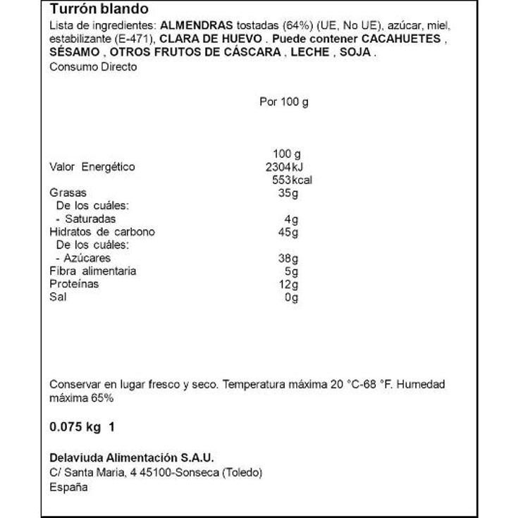 TURRON BLANDO EL ALMENDRO PTLLA 75 GR