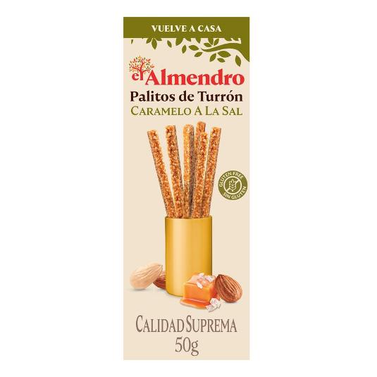 PALITOS TURRON CARAMELO SAL EL ALMENDRO BOTE 50 GR