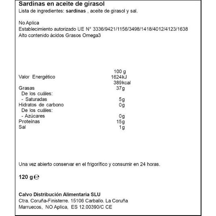 SARDINAS ACEITE F/A. CALVO LATA 84 GR