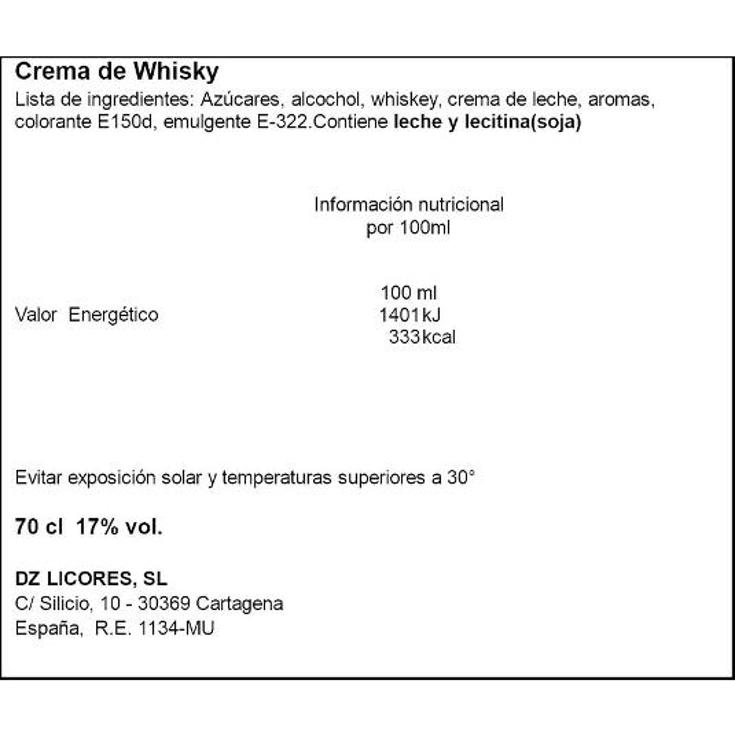 CREMA DE WHISKY 17º GRESSY BTLLA 70 CL