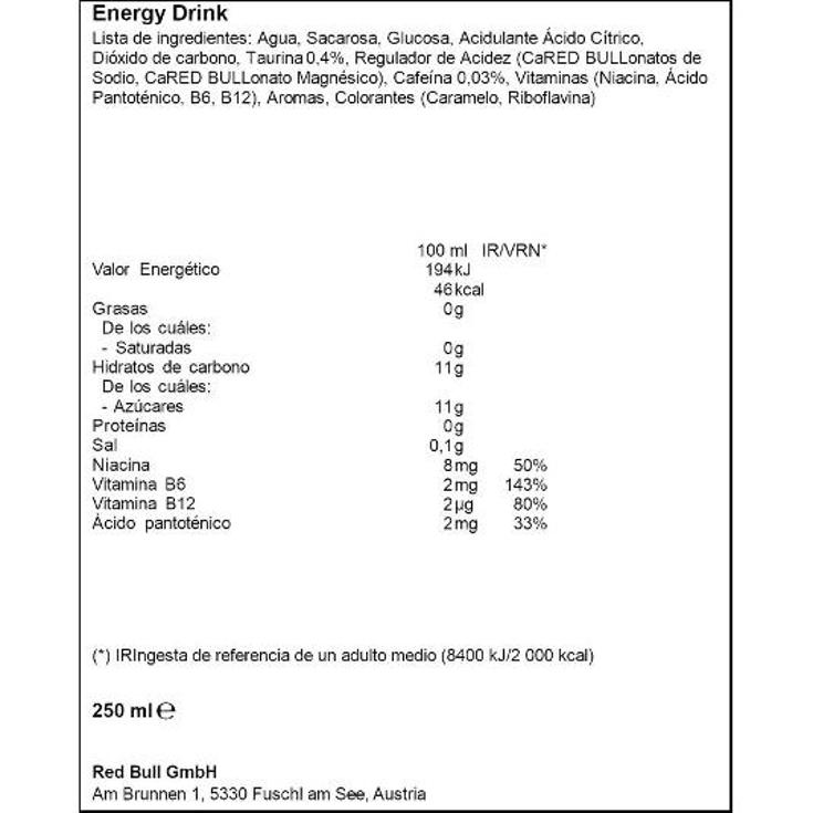 REFRESCO ENERGETICO RED BULL LATA 250 ML