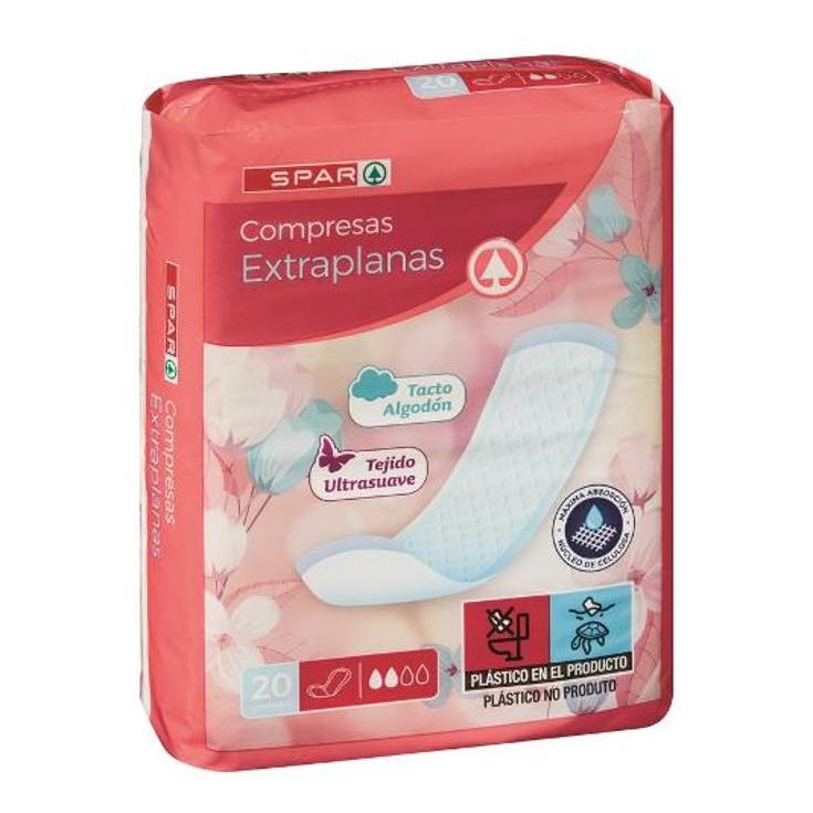 COMPRESAS EXTRAPLANA SPAR PQTE 20 UD