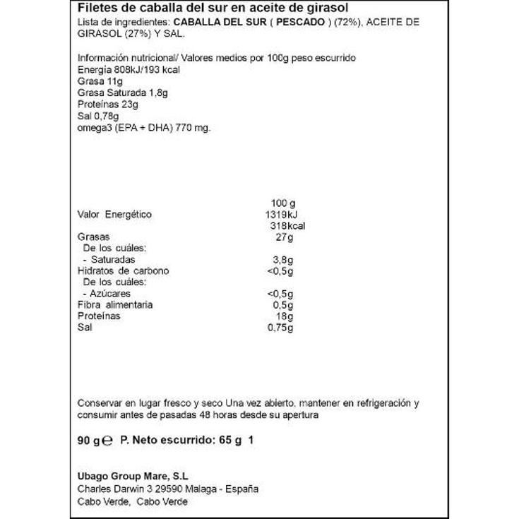 FILETE CABALLA SUR ACEITE SPAR LATA 65 GR