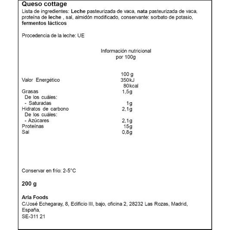 QUESO COTTAGE PROTEINA ARLA UNIDAD 200 GR