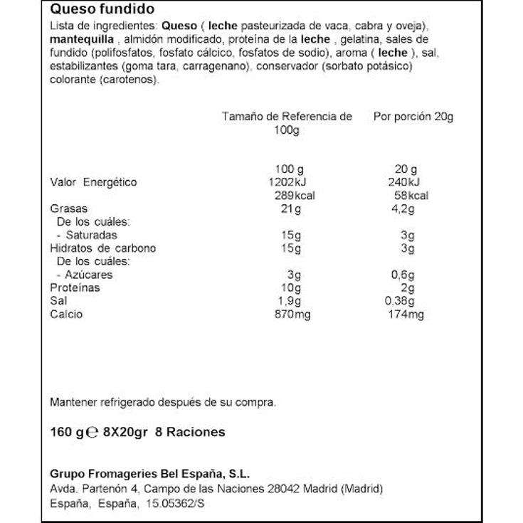 QUESO FUNDIDO SANDWICH TRANCHETES PQTE 160 GR