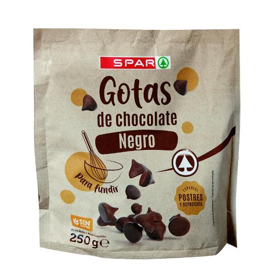 GOTAS CHOCOLATE NEGRO FUNDIR SPAR BOLSA 250 GR