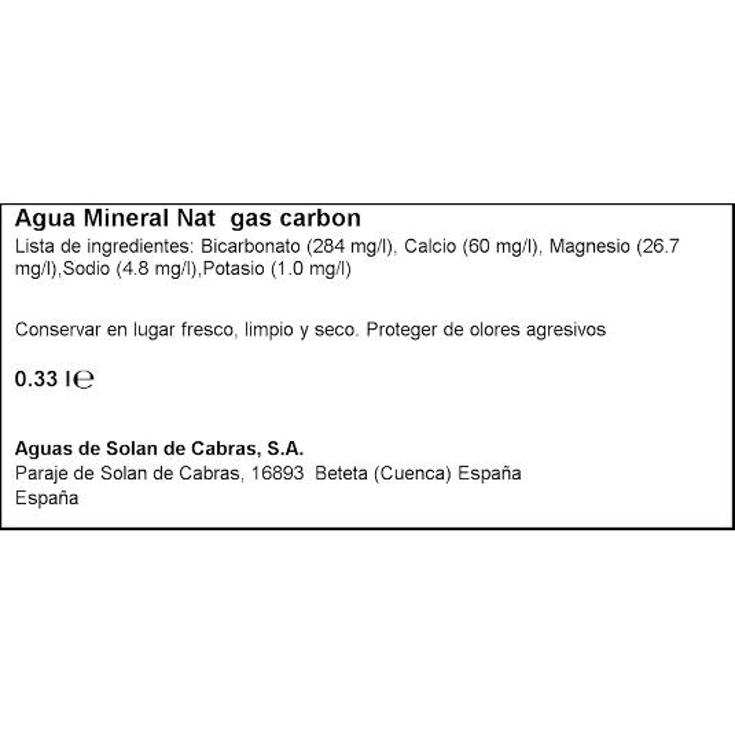 AGUA MINERAL CON GAS SOLAN CABRAS BTLLA 33 CL