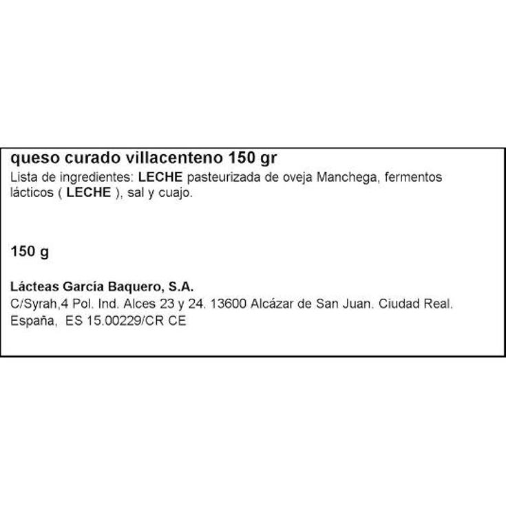 QUESO CUÑA OVEJA CURADO MANCHEG VILLACENTENO PQTE 150 GR