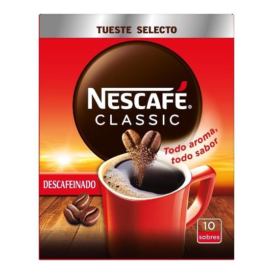 CAFE SOLUBLE DESCAFEINADO 10U. NESCAFE PQTE 20 GR