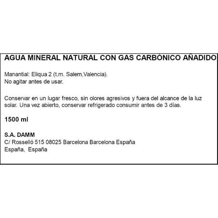 AGUA MINERAL CON GAS SPAR BTLLA 1500 ML