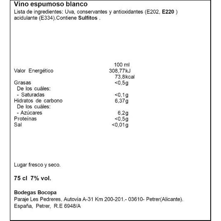 VINO ESPUMANTE BLANCO 7º MARINA BTLLA 75 CL