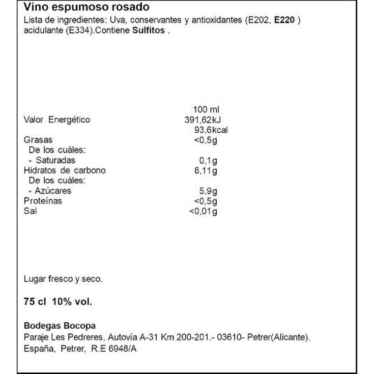 VINO ESPUMANTE ROSADO 10º MARINA BTLLA 75 CL