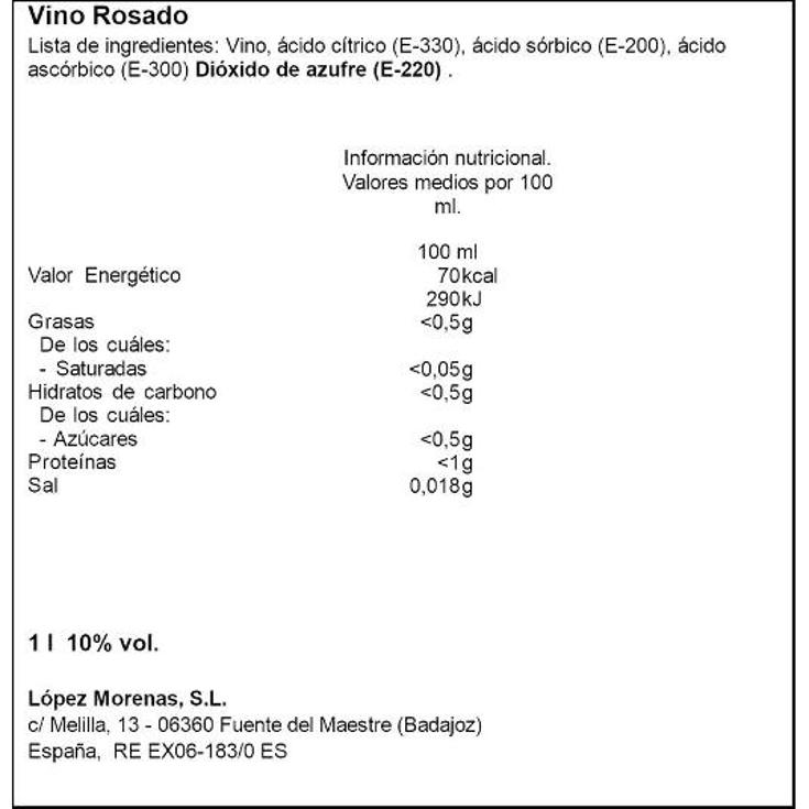 VINO ROSADO 10º CONQ.RODRIGO BRIK 1 LT